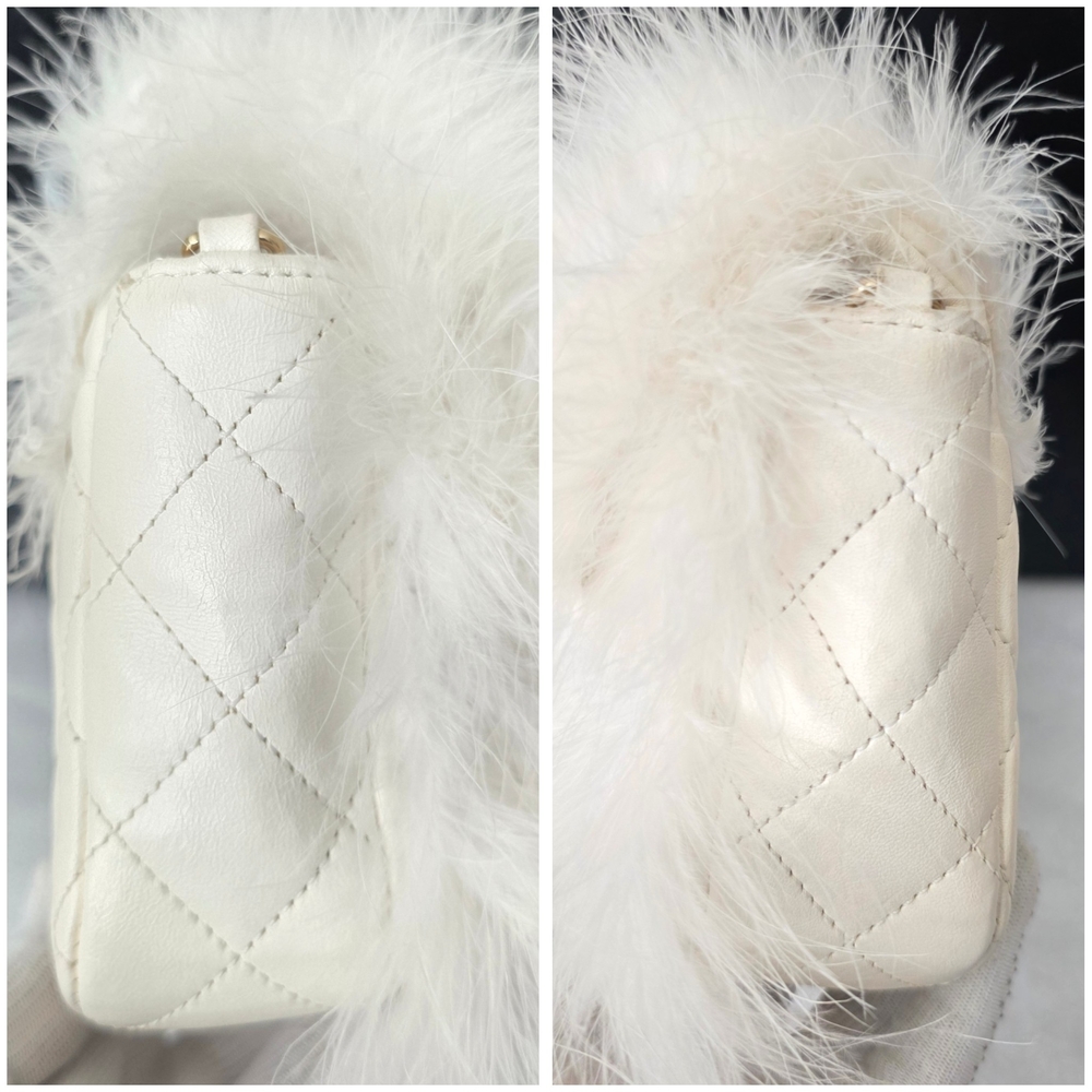 Auth Chanel Feathers Lambskim Quilted Flap Crossbody/Clutch Bag - Picture 9 of 10